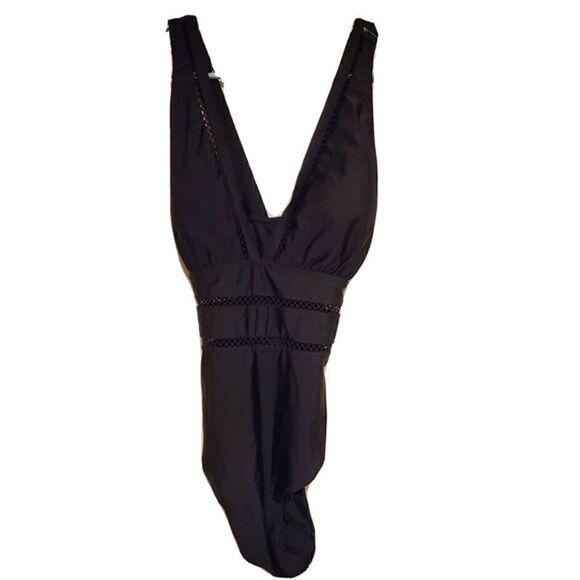 Tempt Me Swimwear Black Xlarge Plunge V-Neck Womens Summer Beach New - Picture 6 of 7